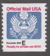 United States # O140, Official Stamp, Domestic Mail E,  Mint NH, 1/2 Cat.