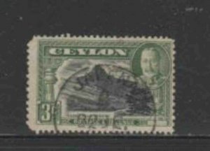 CEYLON #265 1935 3c KING GEORGE VI & ADAMS PEAK F-VF USED c