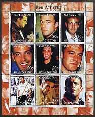 Kyrgyzstan 2000 Ben Affleck perf sheetlet containing 9 va...