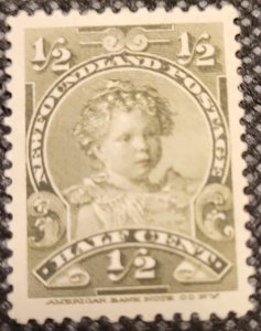 Canada, Newfoundland, 1897-1901, #78, Edward VIII, 1/2c, Olive, MH,SCV$4.25