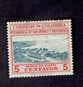 COLOMBIA SCOTT#650 1956 5c PORT OF SAN ANDRES - USED