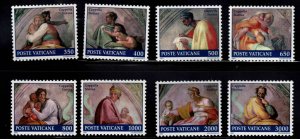 VATICAN Scott 874-881 MNH** Sistine Chapel short set 8/12