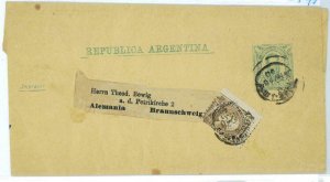 BK1776 - ARGENTINA - POSTAL HISTORY - STATIONERY WRAPPER to  Braunshweig GERMANY