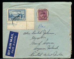 War issue to CAYMAN ISLANDS 10 cent 1/4 ounce airmail cover Canada