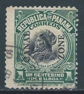 Canal Zone #46 Used 1c Panama Balboa Issue Ovptd. Canal Zone Type III