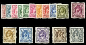 Jordan #169-184 (SG 194b-207) Cat£170, 1930-36 1m-£1, complete set, hinged,...