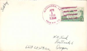 United States Louisiana Kolin Rur. Sta. Alexandria 1959 violet 4-bar  DPO  Po...