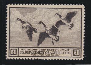 US RW3 $1 Federal Duck Stamp Mint VF-XF OG NH SCV $325