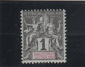 French Polynesia  Scott#  1  MH  (1892 Navigation & Commerce)