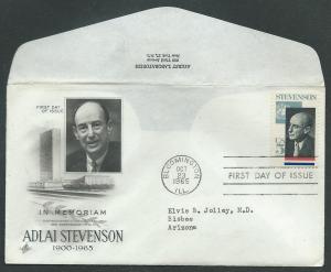 U S Scott 1275  Art Craft FDC Adlai Stevenson