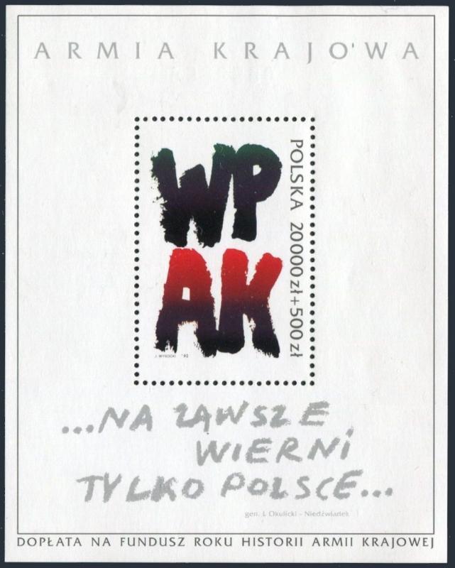 Poland 3120-3121a,3122,MNH.Michel 3413-3414,Bl.120. Home army,soldiers,WPAK,1992