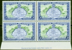 Cook Islands 1961 3d Green & Ultramarine SG153b Wmk Sideways V.F MNH Imprint ...