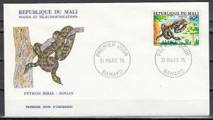 Mali, Scott cat. 253. Python Snake value from set. First day cover. ^