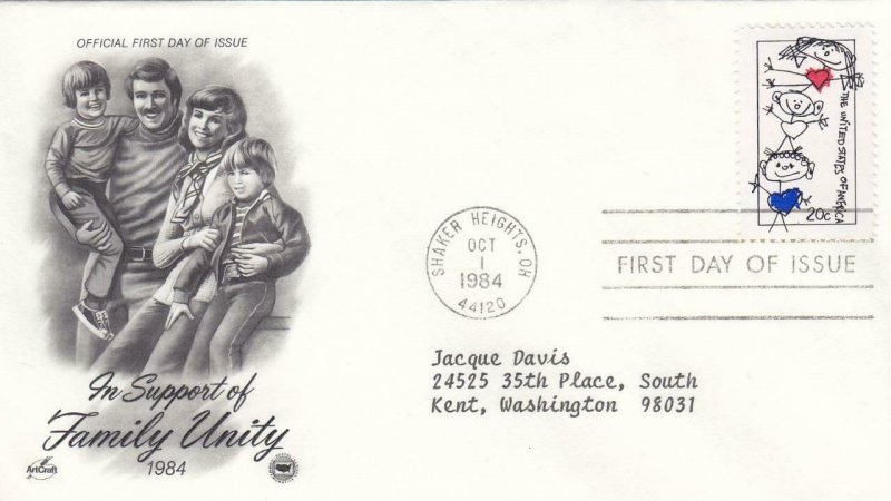 1984, In Support of Family Unity, Artcraft, FDC (D7071)