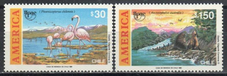 Chile Stamp 927-928  - Flamingos and South American Fur Seal