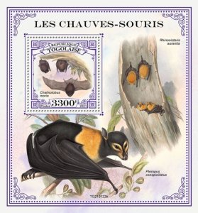 Togo - 2021 Chocolate Wattled Bat - Stamp Souvenir Sheet - TG210122b