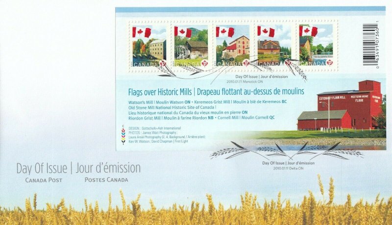 Canada Scott 2350 FDC - Permanent Flag Over Mills