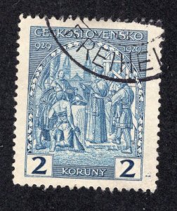 Czechoslovakia 1929 2k dull blue Wenceslas, Scott 161 used, value = 30c