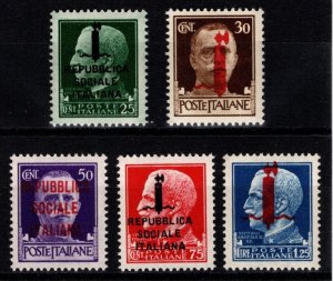 1944 Set of 5 Italy Socialist Republic Propaganda Stamps Scott #- 1-5 MNH