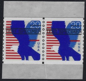 20c US #TD123 Stylized Eagle Coil Test Stamp - Pair Scv $30