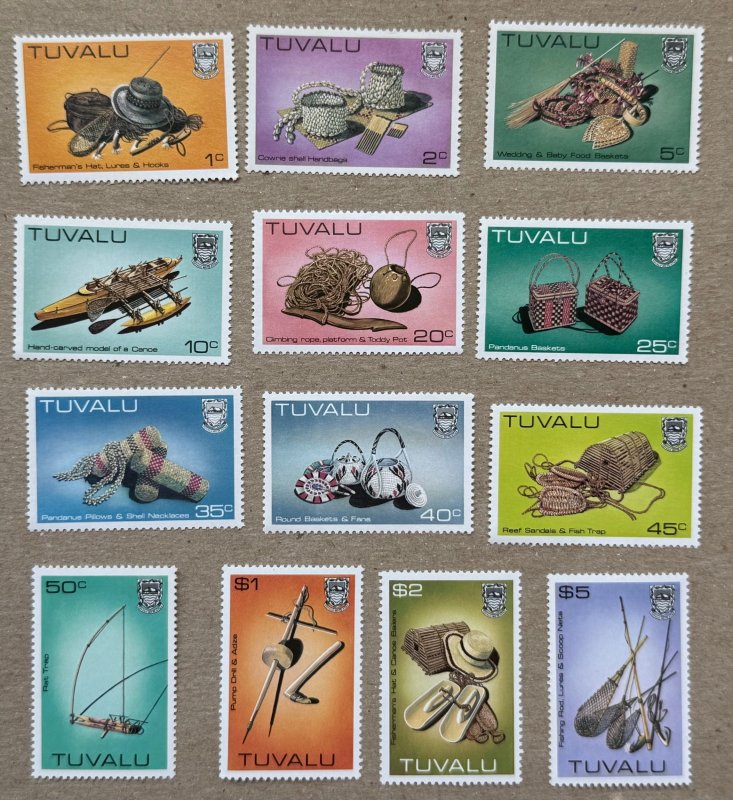 Tuvalu 1983-84 Handicrafts short set of 13, MNH. Scott 183-195, CV $5.25