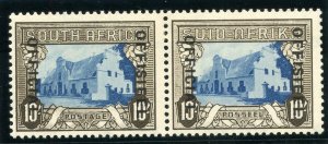 South Africa 1940 Official 10s blue & sepia bilingual pair MLH. SG O29. Sc O40.