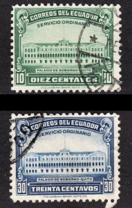 Ecuador Scott 438-39 complete set F to VF used. Lot #B.  FREE...