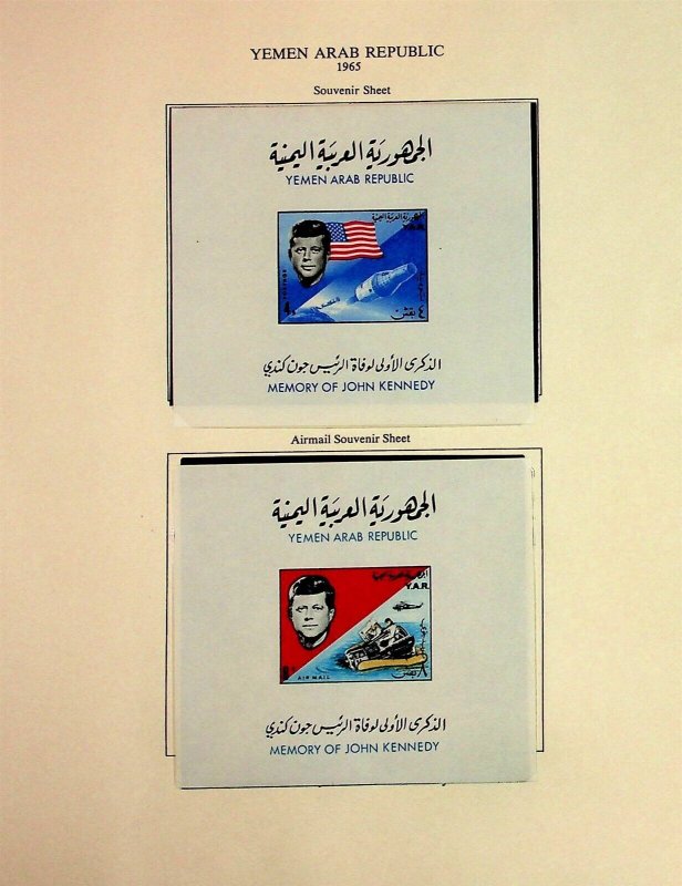 YEMEN Sc 616-6G+2S/S NH IMPERF SET OF 1965 - PRESIDENT J.F. KENNEDY - SPACE