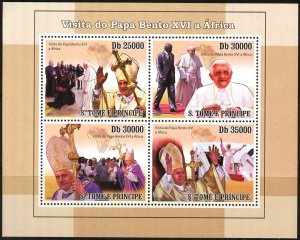 Sao Tome and Principe 2010 Visit Pope Benedict XVI in Africa Sheet MNH