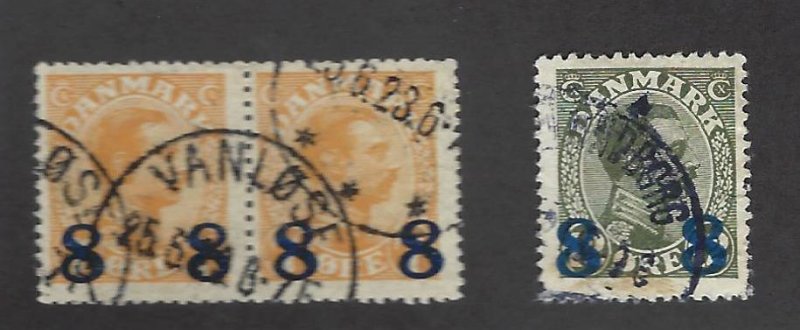 Denmark SC#161 Double &-162 Used F-VF SCV$18.00...nice bargain!!