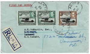 K.U.T. 1952 Taveta cancel on Royal Visit registered, first day cover to Canada