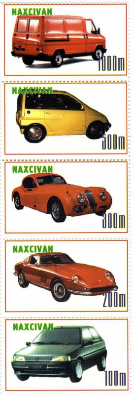 Naxcivan Republic 1997 Classic Cars Strip (5) Perforated Mint (NH)
