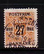 Denmark Sc151 1918 27 o ovpt on 29 ore stamp used