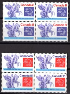 Canada 1974 Sc#648/649 UPU CENTENARY Block of 4 MNH