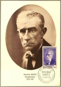 90115 - FRANCE - Postal History - FDC MAXIMUM CARD - 1956 Maurice RAVEL  Music