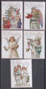 GIBRALTAR Sc  1029-33 CPL MNH SET of 5 - CHRISTMAS 2005, VARIOUS  XMAS ANGELS