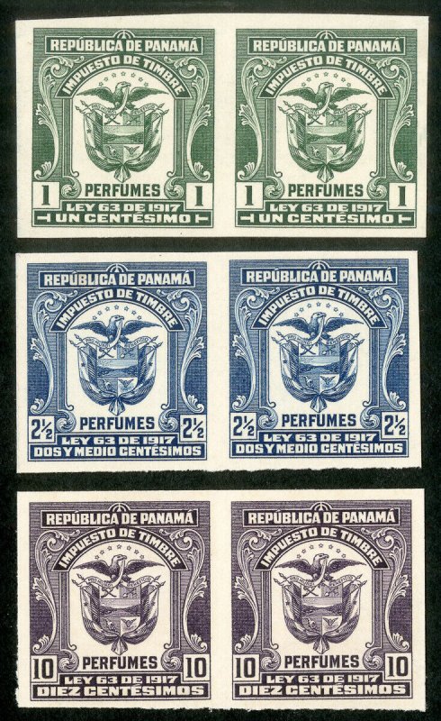 Panama Stamps XF 1917 Proof On Card Pairs