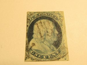 US Stamps Scott #7, Used, SCV $150.00 for: B Relief from PLATE 2, w/Certificate