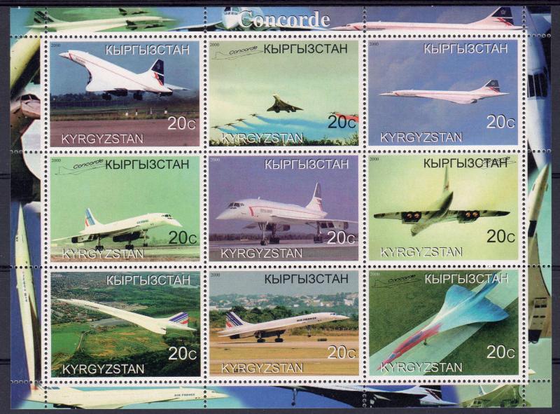 Kyrgyzstan 2000  CONCORDE  Sheetlet (9) Perforated MNH # C43/51C