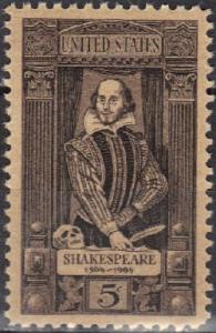 #1250, Single. \William Shakespeare\ MNH. .5 cent 