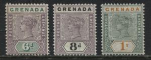 Grenada 1895 6d, 8d, & 1/ mint o.g.