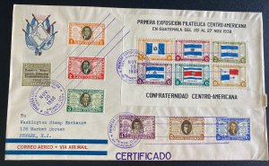 1938 Guatemala First Day Souvenir Sheet Cover FDC To USA Philatelic Exhibition