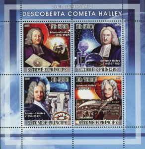 Discovery of Halley Comet Stamp Edmond Halley Space S/S MNH #3336-3339