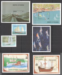 A0816 Grenada Transport Sailing Ships & Boats Regattas Yachts !!! 7Bl Mnh