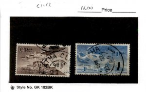 Ireland, Postage Stamp, #C1-C2 Used, 1949 Airmail, Angel Rock Cashel (AJ)