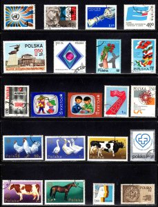 Poland ~ Group of 30 Different Stamps of 1975 ~  Singles, Short Sets ~ Ucto, MX