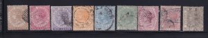 Straits Settlements  Scott #'s 10 - 18 Set F-VF Used nice scv $ 226 ! see pic !