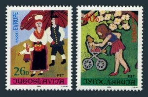 Yugoslavia 1696-1697, MNH. Mi 2066-2067. Joy of Europe 1984.Children's drawings.