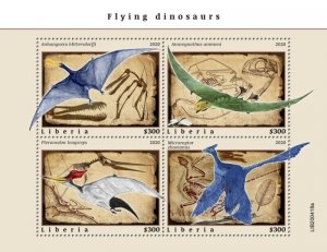 Liberia - 2020 Flying Dinosaurs, Anurognathus - 4 Stamp Sheet - LIB200418a