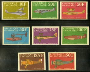 GABON C105a-h IMPERF MNH SCV $10.00 BIN $5.00 AIRPLANES